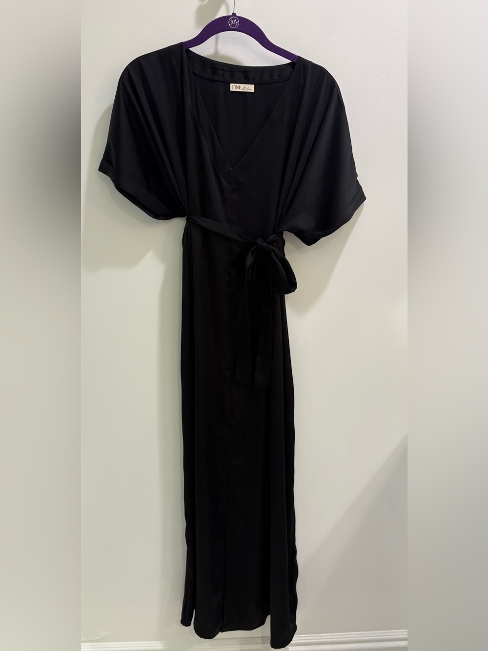 Black V-Neck Silk Caftan